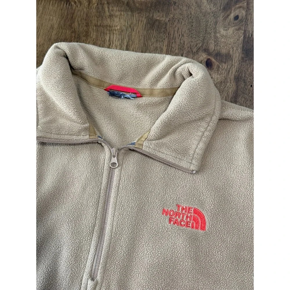 EUC The North Face Men's Fleece Quarter Zip Pullover Jacket Brown‎ tan Size M